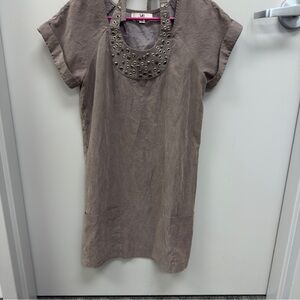 Ya Los Angeles Taupe‎ Tunic with Studded Collar (( looks like Armani Exchange) M